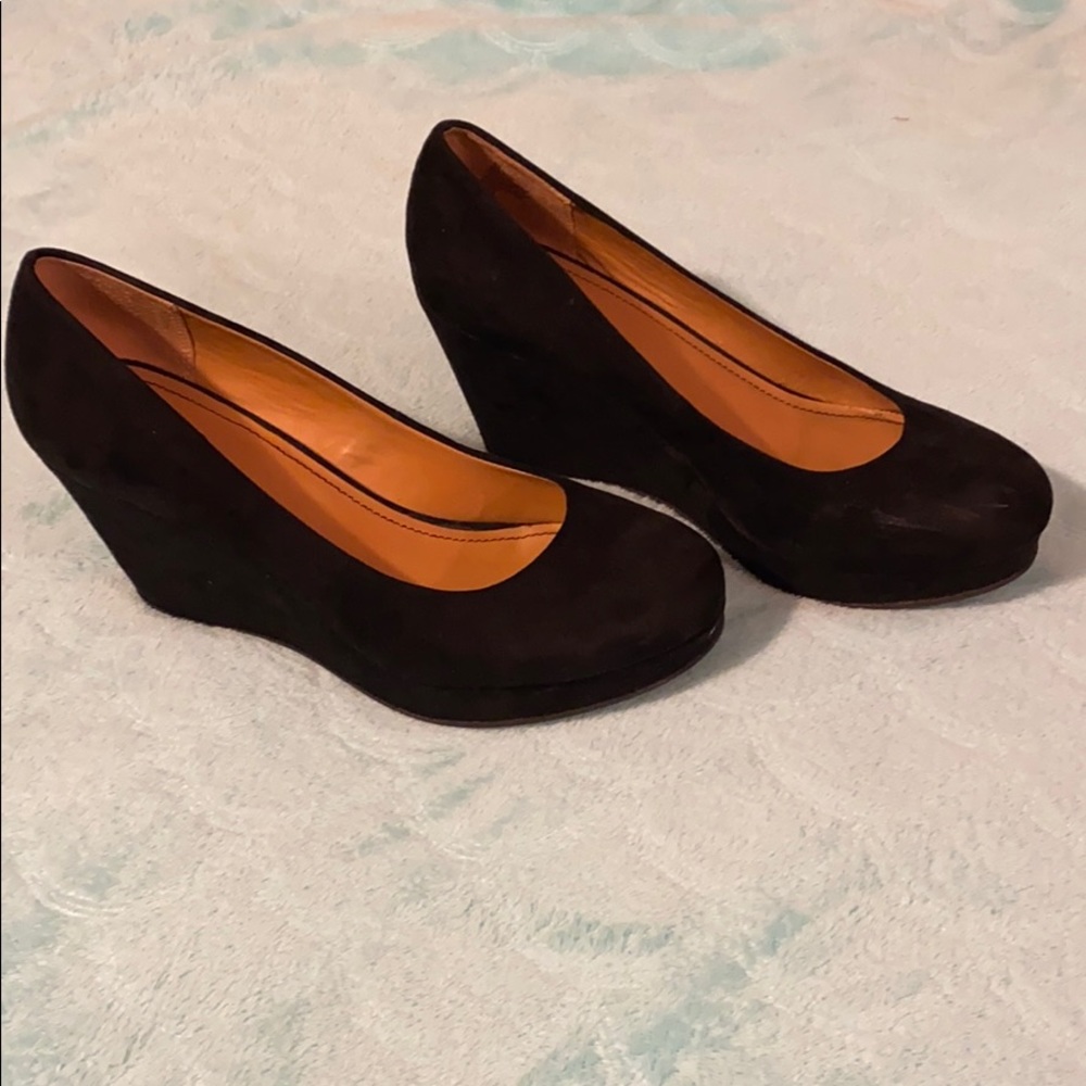 A.N.A Black Suede Wedges